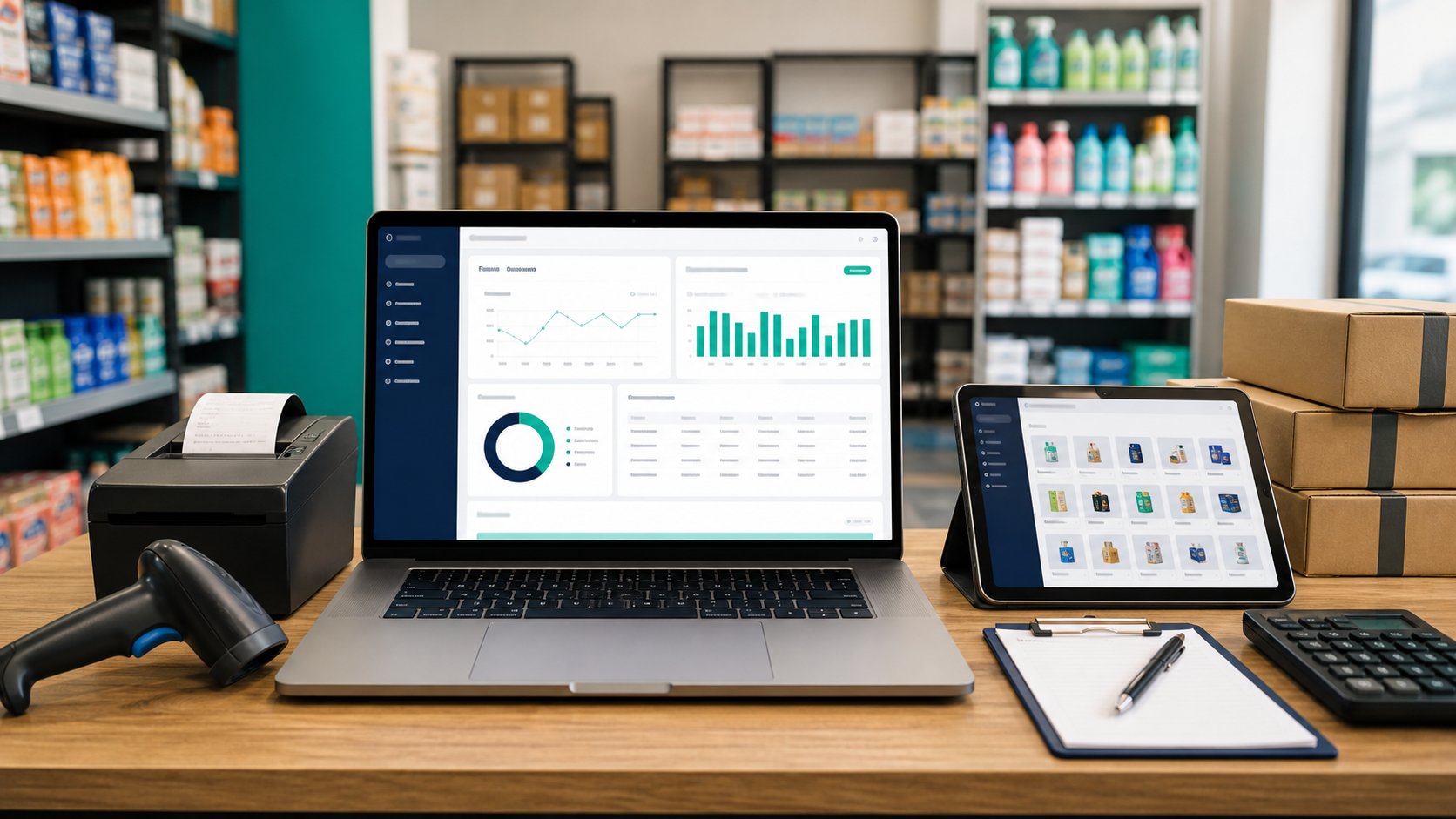 Retail billing and inventory software with barcode scanner and products