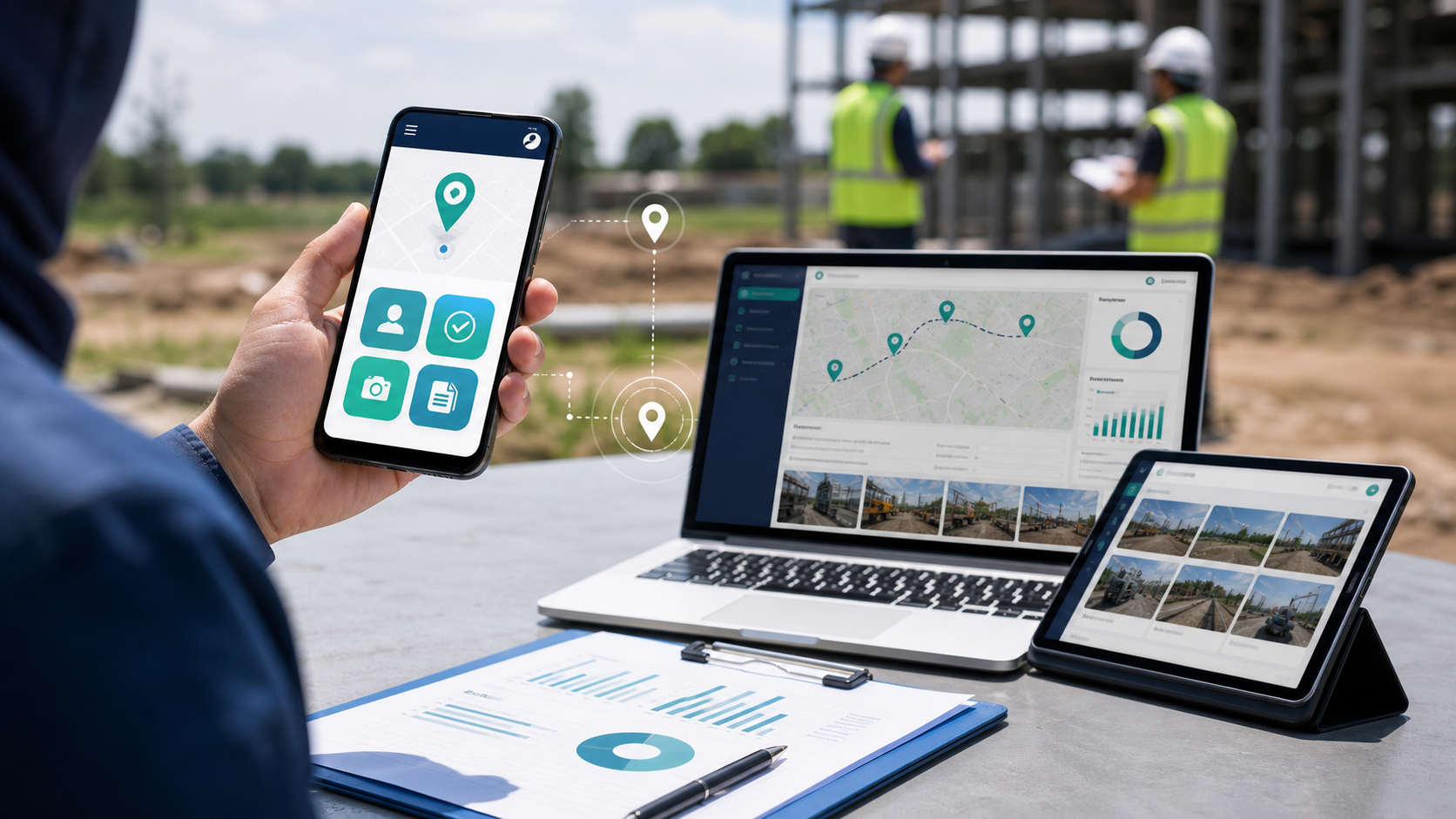 Android attendance marking and GPS tracking software used by field staff
